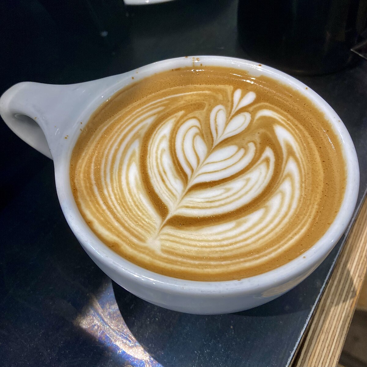 Latte art in a ceramic cup